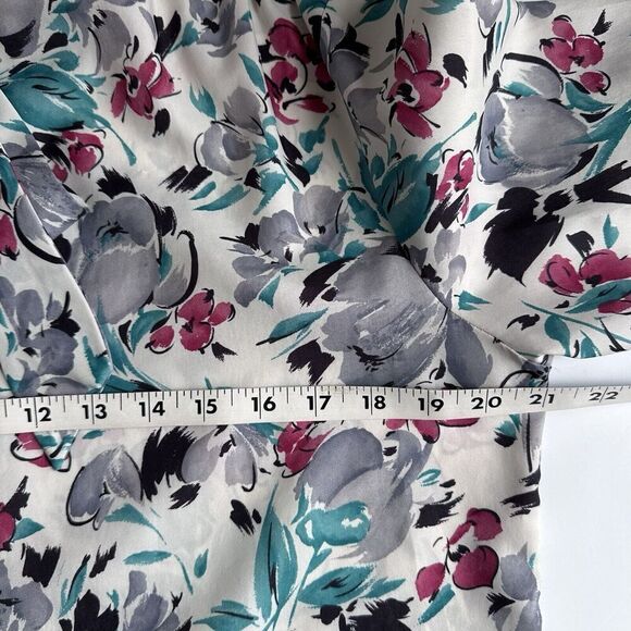 Vintage ACT III Button Up Blouse Tie Neck Secretary Floral Print Women’s Size L - Picture 7 of 12